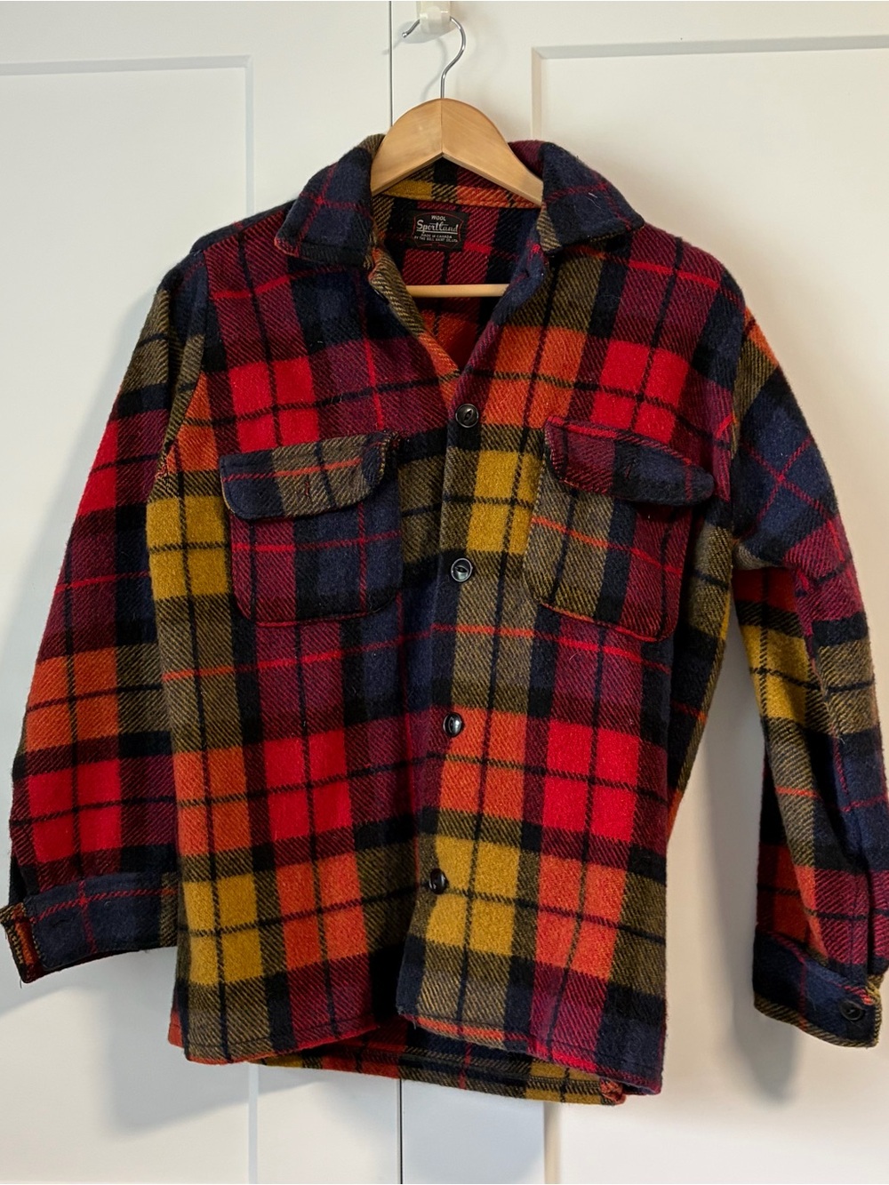 Vintage Wool Plaid Button-Up Jacket Shacket - Red Multi